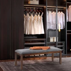 Costway Set Of 2 Dining Bench Rubber Wood Upholstered Padded Bedroom Seat -Crosley shop GUEST 00a402bc e742 4a46 99f6 0135df996561