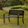 Gardenised Outdoor Steel 47 Park Bench For Yard, Patio, Garden And Deck, Black Weather Resistant Porch Bench, Park Seating