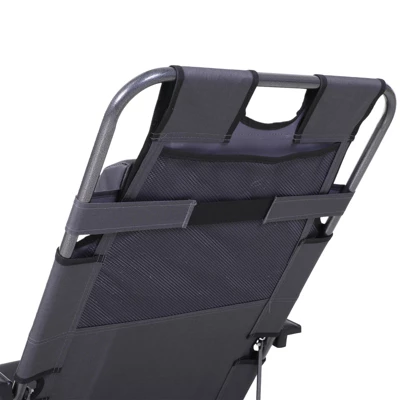 Outsunny 2-in-1 Folding Patio Lounge Chair W/ Pillow, Outdoor Portable Sun Lounger Reclining To 120°/180°, Oxford Fabric 7 Outsunny 2-in-1 Folding Patio Lounge Chair W/ Pillow, Outdoor Portable Sun Lounger Reclining To 120°/180°, Oxford Fabric - Image 7