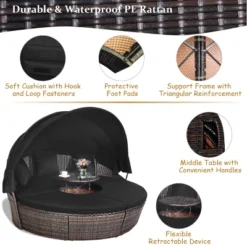 Costway Patio Rattan Daybed Cushioned Sofa Adjustable Table Top Canopy Black -Crosley shop GUEST 015d70fc 7071 4bcc 9b1e 440188d88d9c
