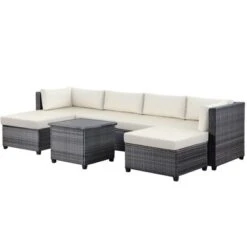 7pc Outdoor Wicker Seating Set With Cushions - Beige - GODEER 14 7pc Outdoor Wicker Seating Set With Cushions - Beige - GODEER -Crosley shop GUEST 01a2e28c d2e9 4478 b8be 83218cab1116