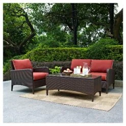 Kiawah 3 Piece Outdoor Wicker Seating Set Sangria - Crosley 9 Kiawah 3 Piece Outdoor Wicker Seating Set Sangria - Crosley -Crosley shop GUEST 030a2751 d683 4874 896f a0f6ab557553