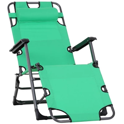 Outsunny 2-in-1 Folding Patio Lounge Chair W/ Pillow, Outdoor Portable Sun Lounger Reclining To 120°/180°, Oxford Fabric 9 Outsunny 2-in-1 Folding Patio Lounge Chair W/ Pillow, Outdoor Portable Sun Lounger Reclining To 120°/180°, Oxford Fabric - Image 9