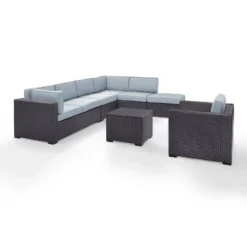 Biscayne 6pc Outdoor Wicker Sectional Set - Mist - Crosley -Crosley shop GUEST 04b1b7e9 dd50 4ce8 8f67 6c3bce258fee