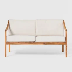 Saracina Home Mid-Century Modern Slatted Acacia Outdoor Bench With Cushions -Crosley shop GUEST 068799d8 e746 42bf af05 c3a590ca4c43