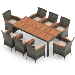 Costway 9 Pieces Outdoor Wicker Dining Set With Acacia Wood Table And 8 Armchairs 17 Costway 9 Pieces Outdoor Wicker Dining Set With Acacia Wood Table And 8 Armchairs -Crosley shop GUEST 0687bb1e bbda 458d 98ae 33f6cbf252cf