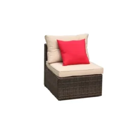 5pc Wicker Patio Sectional Seating Set With Shallow Cushions - Brown - GODEER 22 5pc Wicker Patio Sectional Seating Set With Shallow Cushions - Brown - GODEER -Crosley shop GUEST 0692805f b68c 4735 a11b df49409a9b9f