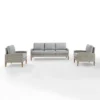 Capella Outdoor Wicker 3 Pc Sofa And Two Chair Set - Gray/Acorn - Crosley