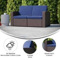 Flash Furniture Seneca Faux Rattan Loveseat With All-Weather Cushions -Crosley shop GUEST 07e1e656 5ab2 436f 8f6d 84ebd6603cad