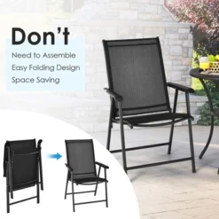 Costway 4PCS Patio Folding Dining Chairs Portable Camping Armrest Garden Black -Crosley shop GUEST 083cac60 fb9d 49f1 8fe4 2f99ee3bcc6f