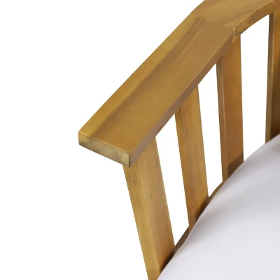 Solano Outdoor Wooden Loveseat With Cushions - White/Teak - Christopher Knight Home 7 Solano Outdoor Wooden Loveseat With Cushions - White/Teak - Christopher Knight Home - Image 7