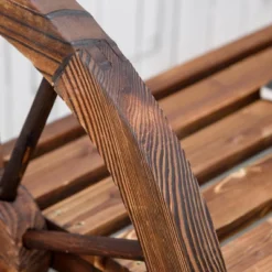 Outsunny Wooden Wagon Wheel Bench, 3-Person Rustic Slatted Seat, Outdoor Patio Furniture, Brown -Crosley shop GUEST 089c1f63 4743 4b12 9ae7 580166a7ac4d