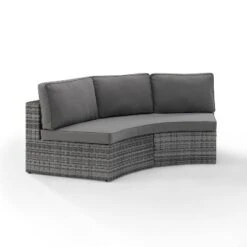 Catalina Wicker Round Sectional Sofa - Gray - Crosley