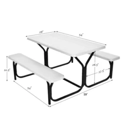 Costway Picnic Table Bench Set Outdoor Backyard Patio Garden Party Dining All Weather White -Crosley shop GUEST 09603f7d 6d42 457b 8c46 935cfe0daf3f