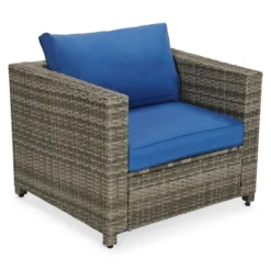 4pc Wicker Patio Sectional Seating Set - Blue - EDYO LIVING -Crosley shop GUEST 096a9339 b3dd 4573 9b38 62f2734632f7