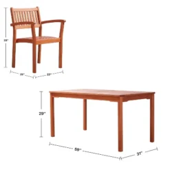 Azen 5pc Outdoor Dylan Coastal Eucalyptus Hardwood Dining Set Red Brown -Crosley shop GUEST 097786e1 2a42 4834 b6e1 cb79c25b0779