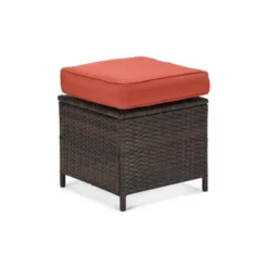 6pc Wicker Outdoor Conversation Set With Cushions & Ottomans - Orange - EDYO LIVING -Crosley shop GUEST 09a94a4e 69e8 4db1 ae6d d21f53073f1a