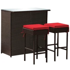 Costway 3PCS Patio Rattan Wicker Bar Table Stools Dining Set Cushioned Chairs Garden Red 16 Costway 3PCS Patio Rattan Wicker Bar Table Stools Dining Set Cushioned Chairs Garden Red -Crosley shop GUEST 09c16032 eba5 4037 929d f4495b226e47