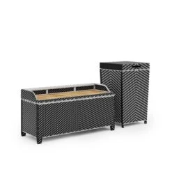 2pc Maksville Outdoor Aluminum Storage Bench & Trash Can - MiBasics -Crosley shop GUEST 0ac1d048 ac8e 4f5b abf6 0a3f87185137