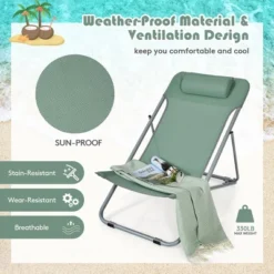 Costway Set Of 2 Beach Chair Portable 3-Position Lounge Chair W/ Headrest BlueGreenOrange -Crosley shop GUEST 0ade1888 2af4 4bfa ab1b 5c3690bd6423
