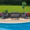Flash Furniture Faux Rattan Loveseat With All-Weather Cushions
