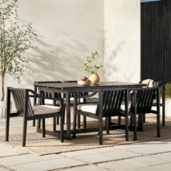 7pc Modern Slatted Wood Outdoor Dining Set - Saracina Home -Crosley shop GUEST 0c28c111 adac 42af bd30 a4565a7bfa7b