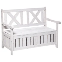 Outsunny 29 Gallon Garden Storage Bench With Wooden Frame, Large Entryway Deck Box W/ Unique X-Shape Back, Louvered Side Panels For Patio, Garden, Deck, Porch & Balcony -Crosley shop GUEST 0c7a0a32 6d15 464d 959b 1e90174a6046
