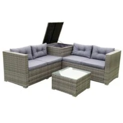 4pc Wicker Patio Conversation Seating Set With Thick Cushions - Gray - GODEER 27 4pc Wicker Patio Conversation Seating Set With Thick Cushions - Gray - GODEER -Crosley shop GUEST 0c9e55e1 aaf3 471f 8c64 3acf39ee065b