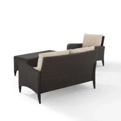 Kiawah 3pc Outdoor Wicker Conversation Set Sand - Crosley -Crosley shop GUEST 0cde2734 d8f1 4ba8 b2ba 7740e1d4ec20