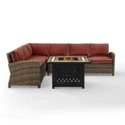 Bradenton 5pc Outdoor Wicker Sectional Set With Fire Table - Crosley -Crosley shop GUEST 0df6fa3e cc5c 4b64 a32d 5bace352c284