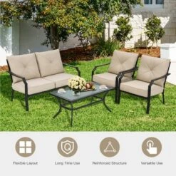 Costway 4 PCS Patio Furniture Set Cushion Sofa Loveseat Sectional Garden Deck Poolside 11 Costway 4 PCS Patio Furniture Set Cushion Sofa Loveseat Sectional Garden Deck Poolside -Crosley shop GUEST 0dfbe069 cf52 44d3 b39f 8316245dc31c