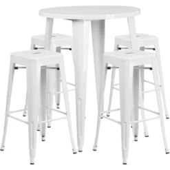 Flash Furniture Commercial Grade 30" Round Metal Indoor-Outdoor Bar Table Set With 4 Square Seat Backless Stools -Crosley shop GUEST 0e420706 9d00 47d5 a8d1 5ba3c215dfe0