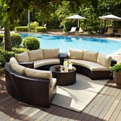 Catalina 6pc Outdoor Wicker Sectional Set - Sand/Brown - Crosley -Crosley shop GUEST 0ec5658e 7657 454f 9a22 f2f8119ac1c6