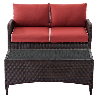 Kiawah 2 Piece Outdoor Wicker Seating Set With Chair & Ottoman - Sangria - Crosley 1 Kiawah 2 Piece Outdoor Wicker Seating Set With Chair & Ottoman - Sangria - Crosley