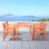 Azen 5pc Outdoor Dylan Coastal Eucalyptus Hardwood Dining Set Red Brown