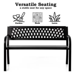 Gardenised Outdoor Steel 47 Park Bench For Yard, Patio, Garden And Deck, Black Weather Resistant Porch Bench, Park Seating 11 Gardenised Outdoor Steel 47 Park Bench For Yard, Patio, Garden And Deck, Black Weather Resistant Porch Bench, Park Seating -Crosley shop GUEST 10ea793f fa1e 48ed a7b4 53bbe503df64