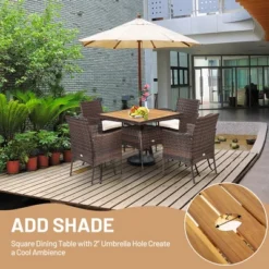 Costway 5PCS Patio Rattan Dining Furniture Set Arm Chair Wooden Table Top 11 Costway 5PCS Patio Rattan Dining Furniture Set Arm Chair Wooden Table Top -Crosley shop GUEST 1120e203 0292 45e0 8596 f572b7176da4
