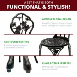 Zia 3-Piece Patio Bistro Table Set In Oil Rubbed Bronze | Kinger Home -Crosley shop GUEST 11519b9b 6e88 40de 8175 57c2461f04c7