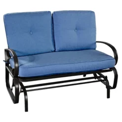 Costway Glider Outdoor Patio Rocking Bench Loveseat Cushioned Seat Steel Frame Blue 17 Costway Glider Outdoor Patio Rocking Bench Loveseat Cushioned Seat Steel Frame Blue -Crosley shop GUEST 123ec2be c07d 4102 82bd fc8189a2ab7a