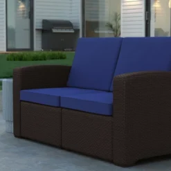 Emma And Oliver Faux Rattan Loveseat With All-Weather Cushions -Crosley shop GUEST 124b6fbb af47 4926 9db2 c37e7609f4f9