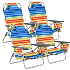 Costway 4PCS Folding Backpack Beach Chair Reclining Camping Chair W/ Storage Bag -Crosley shop GUEST 125400d2 4e18 4b42 8446 11652fb90c5d