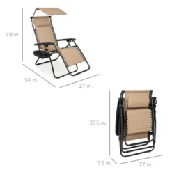 Best Choice Products Folding Zero Gravity Recliner Patio Lounge Chair W/ Canopy Shade, Headrest, Tray -Crosley shop GUEST 1259cfd0 55f5 4f09 a9d2 91386344f750