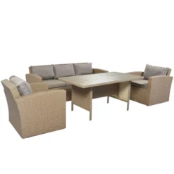 4pc Outdoor Wicker Conversation Set With Cushions - Gray - GODEER 17 4pc Outdoor Wicker Conversation Set With Cushions - Gray - GODEER -Crosley shop GUEST 137b79c6 92bd 4a62 8553 8113c02c72cb