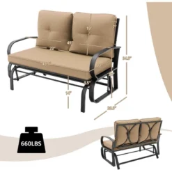 Costway Patio 2-Person Glider Bench Rocking Loveseat Cushioned Armrest Brick RedBeigeBlue -Crosley shop GUEST 144b2af5 e1f5 43b6 8269 c5b42783fffb
