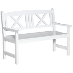 Outsunny 2-Seater Wooden Garden Bench, 4FT Outdoor Patio Loveseat With Unique X-Shape Back For Yard, Lawn, Porch -Crosley shop GUEST 14995f59 0c37 45b1 90d7 9a4d3c25248f