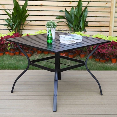 5pc Patio Dining Set With Steel Table With 1.57" Umbrella Hole & Padded Arm Chairs - Captiva Designs 5 5pc Patio Dining Set With Steel Table With 1.57" Umbrella Hole & Padded Arm Chairs - Captiva Designs - Image 5