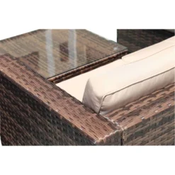 4pc Wicker Patio Sectional Seating Set With Cushions - Natural - GODEER -Crosley shop GUEST 158b6a12 7689 455e 869c f3dfbd20293c