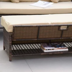 Outsunny Patio Wicker Loveseat Sofa Set, Outdoor PE Rattan Garden Assembled Sun Lounger Daybed Furniture, W/ Storage Ottoman & Side Tables/ Drink Trays For Poolside, Porch, Backyard -Crosley shop GUEST 15fa92f3 97ff 498d 8c54 12ccdb1a3214