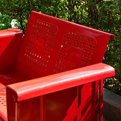 Bates Outdoor Loveseat Glider - Bright Red - Crosley 6 Bates Outdoor Loveseat Glider - Bright Red - Crosley - Image 6