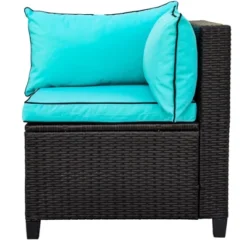 7pc Wicker Outdoor Sectional Seating Set With Cushions - Dark Brown/Blue - GODEER 15 7pc Wicker Outdoor Sectional Seating Set With Cushions - Dark Brown/Blue - GODEER -Crosley shop GUEST 179659f7 4f5d 4b9c 84dd 3802f9afcaa4